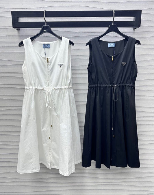 Drawstring-Waist Sleeveless Midi Dresses