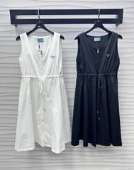 Drawstring-Waist Sleeveless Midi Dresses