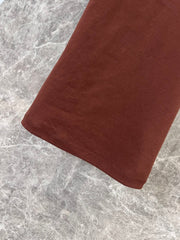 Chocolate Ribbed Tank with Subtle Geometric Accent