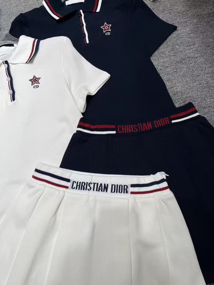 Preppy Sporty Polo &amp; Plisseerock Co-ord Set (Hemd + Rock) 