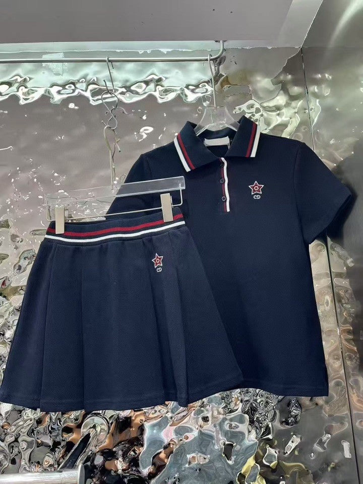 Preppy Sporty Polo &amp; Plisseerock Co-ord Set (Hemd + Rock) 
