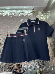 Preppy Sporty Polo & Pleated Skirt Co-ord Set (shirt + skirt)