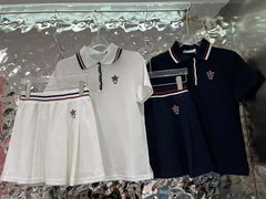 Preppy Sporty Polo & Pleated Skirt Co-ord Set (shirt + skirt)