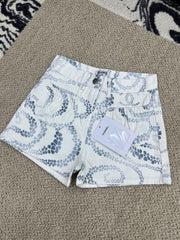 Printed Denim Shorts