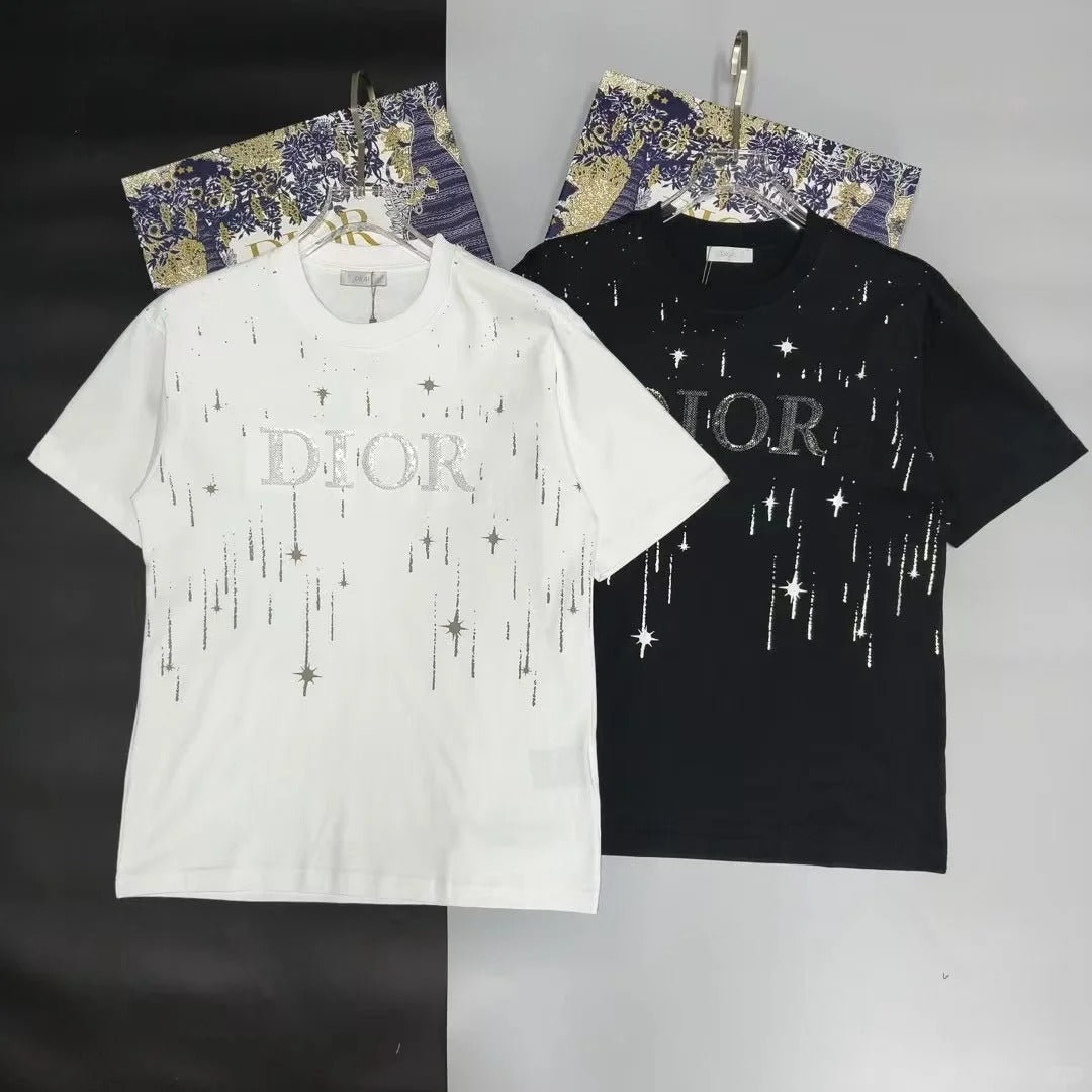 T-shirt ample à manches courtes et col rond en coton brodé