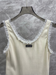 Lace-Accented Knit Tops + Tailored Taupe Pleated Skirt Set