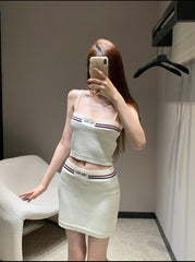 Sporty-Chic Knit Cami & Mini Skirt Set