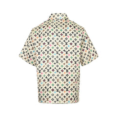 Chemise à manches courtes en soie imprimée all-over 