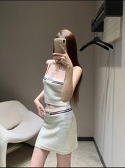 Sporty-Chic Knit Cami & Mini Skirt Set