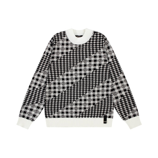Pull en tricot pied-de-poule
