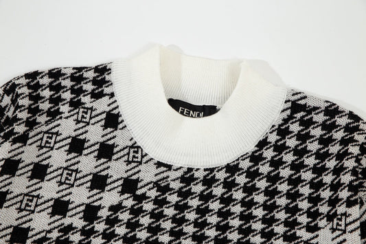 Pull en tricot pied-de-poule