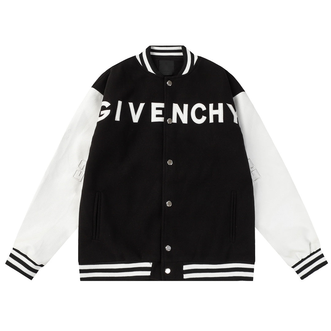 Veste de baseball en jersey avec lettres brodées en cuir