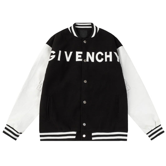 Veste de baseball en jersey avec lettres brodées en cuir