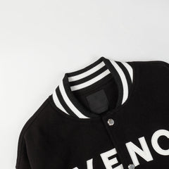Veste de baseball en jersey avec lettres brodées en cuir