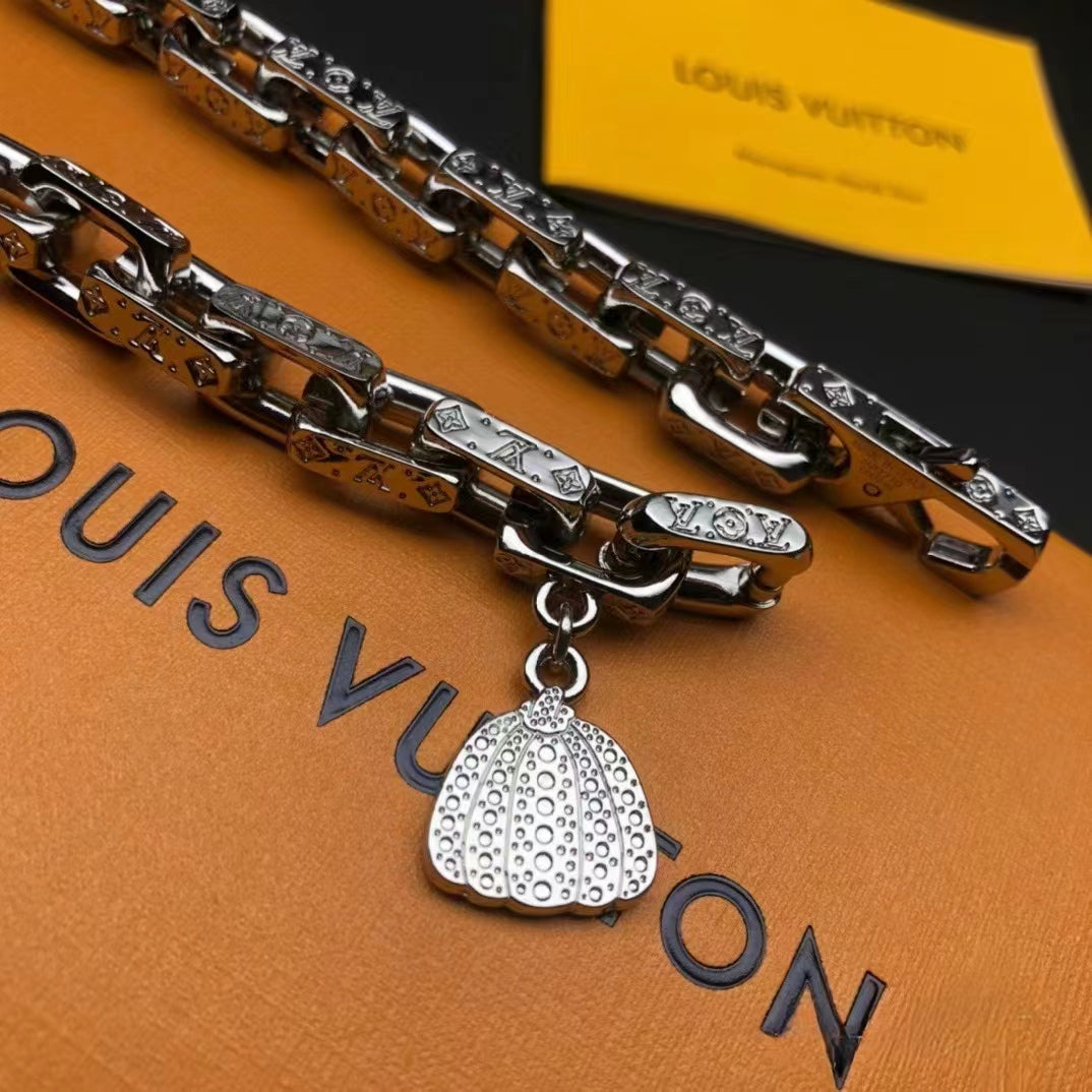 Bracelet citrouille patchwork bleu et argent 