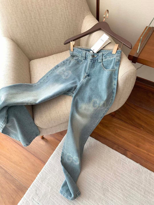 Jeans mit zwei Taschen im Allover-Print