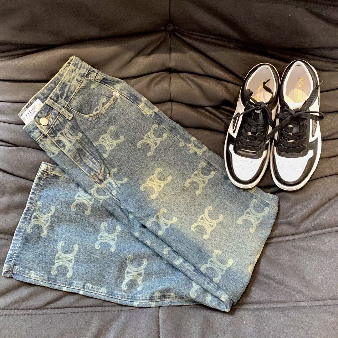 Jeans mit zwei Taschen im Allover-Print
