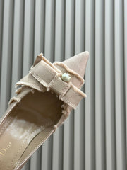 24ss new arrival～ cd home bow 🎀 pearl cat heel small shoes