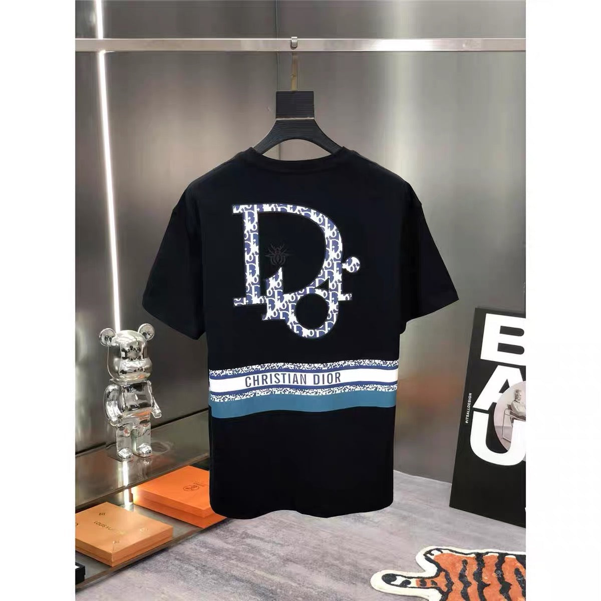 T-Shirt mit dreidimensional bedrucktem Patch aus reiner Baumwolle 