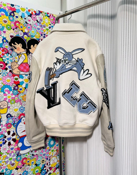 Veste en cuir brodée de lettres Bugs Bunny de Heavy Industry