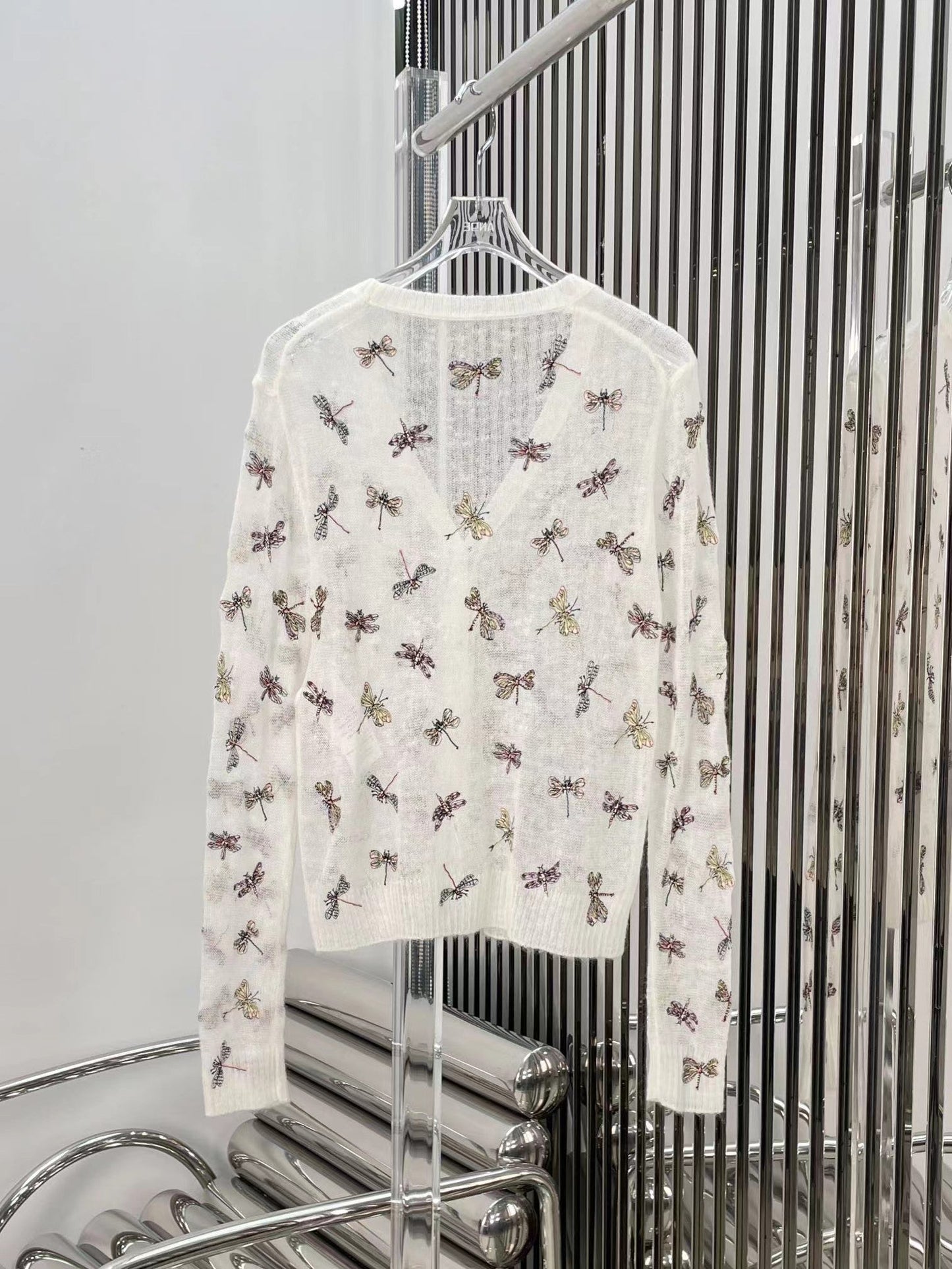 Bedruckte weiche Strickjacke