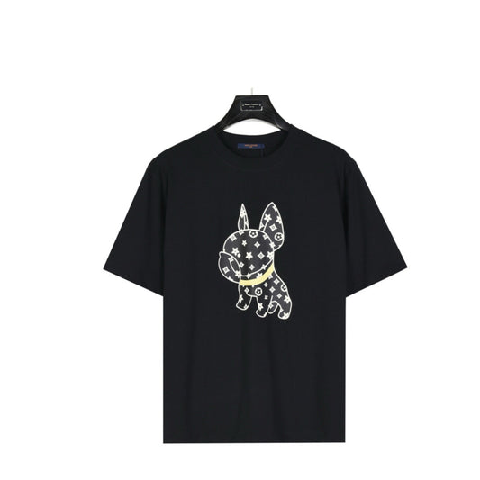 T-shirt à manches courtes avec imprimé « French Dou » sur toute la surface 