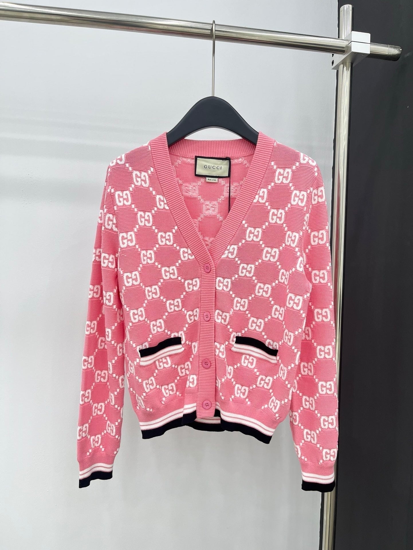 Jacquard-Strickcardigan mit langen Ärmeln