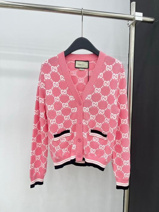 Jacquard-Strickcardigan mit langen Ärmeln