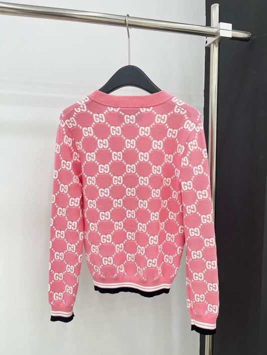 Jacquard knit cardigan long sleeves