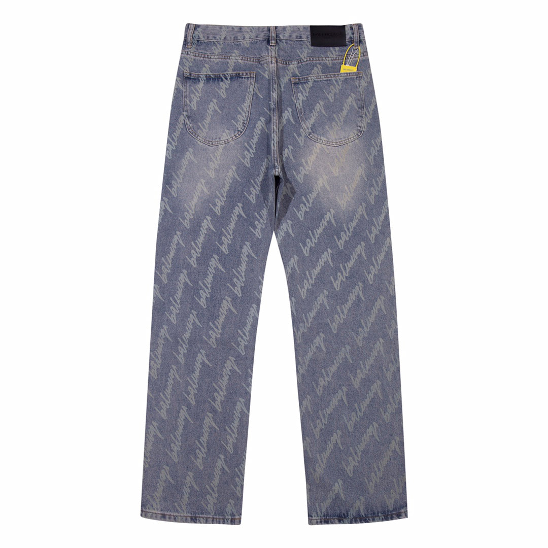 Pantalon en denim classique avec logo imprimé lettre