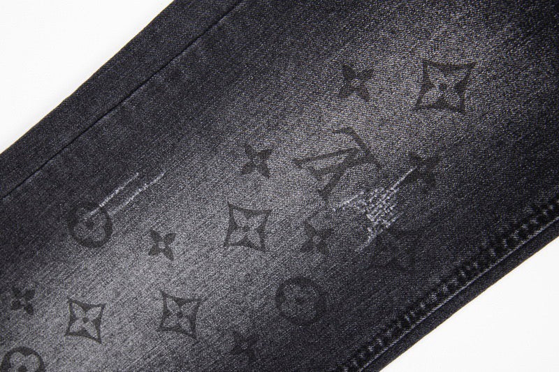 Jean délavé à imprimé dégradé monogramme