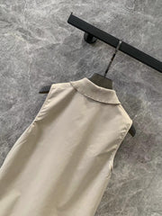 New lapel half zipper micro logo vest dress