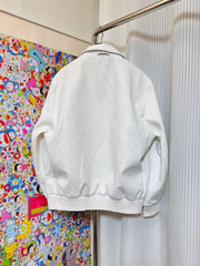 Paneled leather long-sleeved jacket