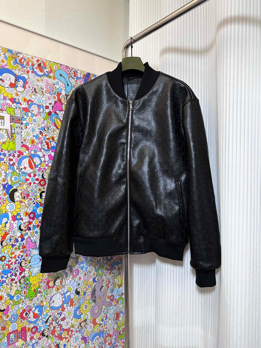 veste en cuir à fleurs g