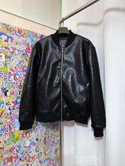 veste en cuir à fleurs g