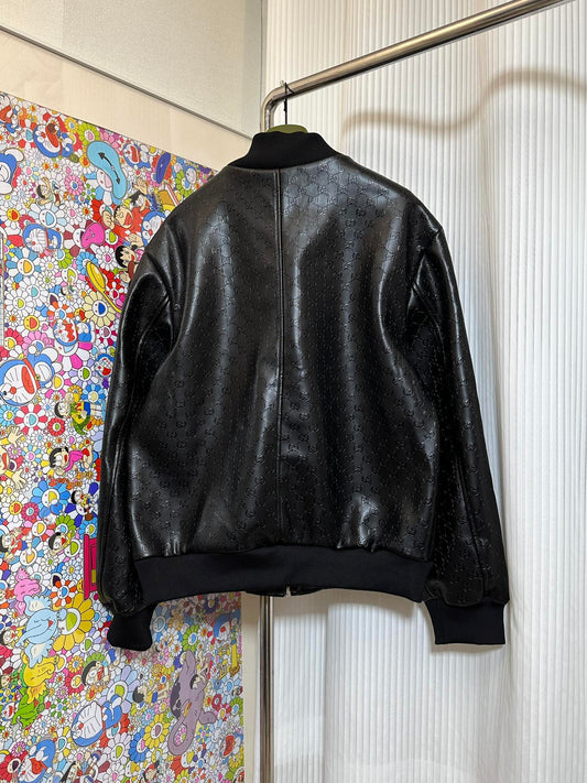 veste en cuir à fleurs g