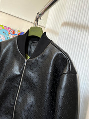 veste en cuir à fleurs g