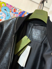 veste en cuir à fleurs g