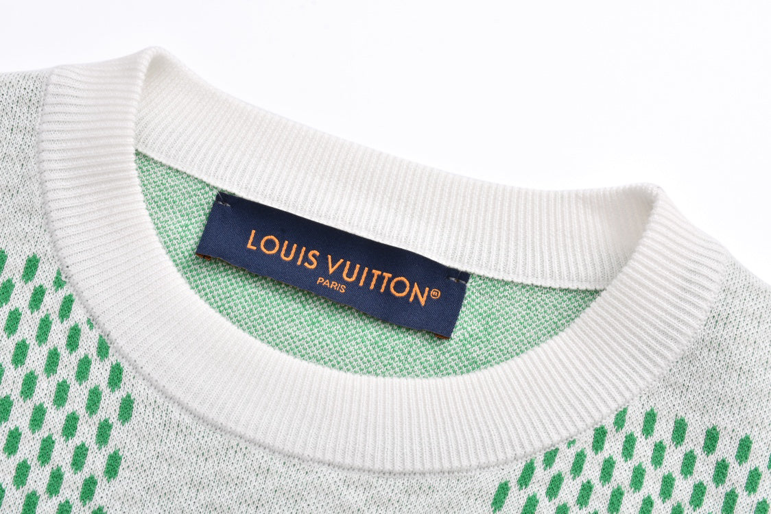 Grünes, kariertes Woll-Kurzarmshirt 