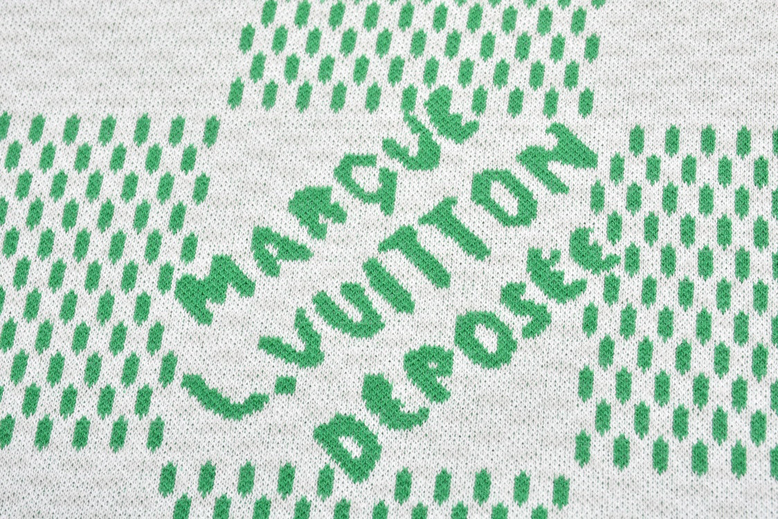 Grünes, kariertes Woll-Kurzarmshirt 