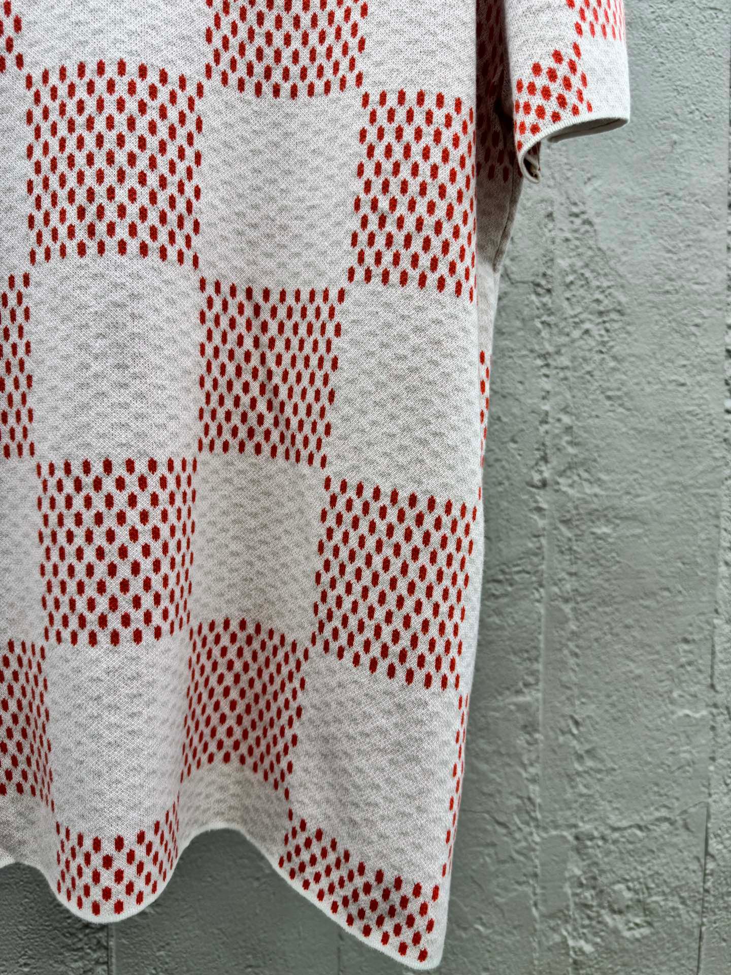 Grünes, kariertes Woll-Kurzarmshirt 