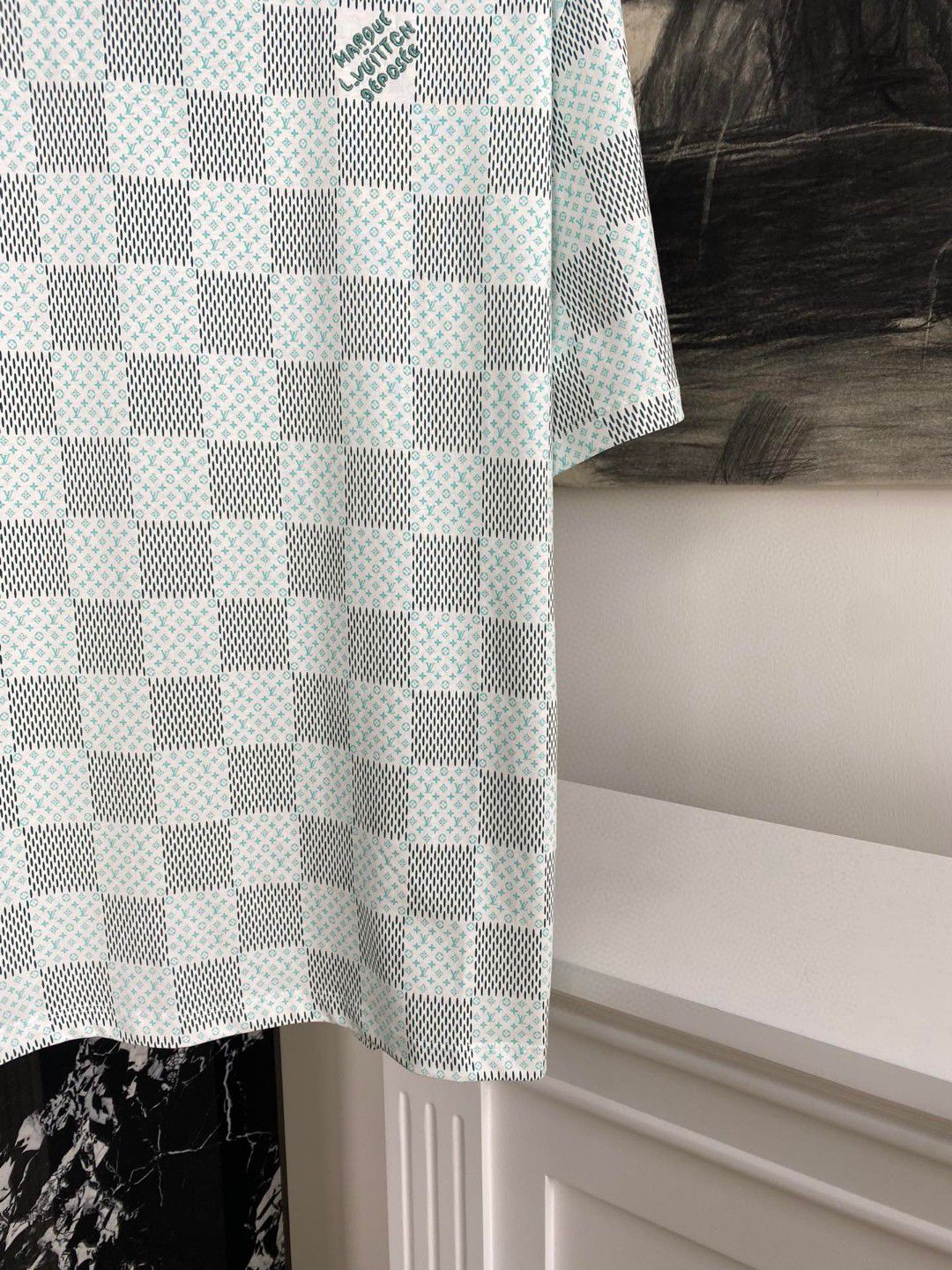 Kurze Ärmel mit grünem Schachbrettmuster 