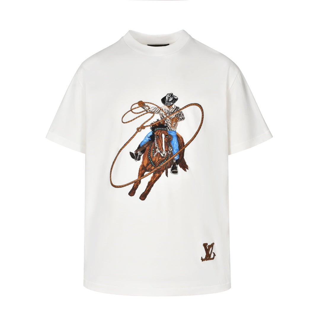 Weißes Western-Cowboy-T-Shirt 