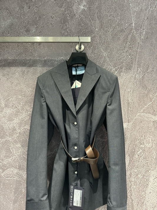 Costume en laine peignée grise de qualité supérieure