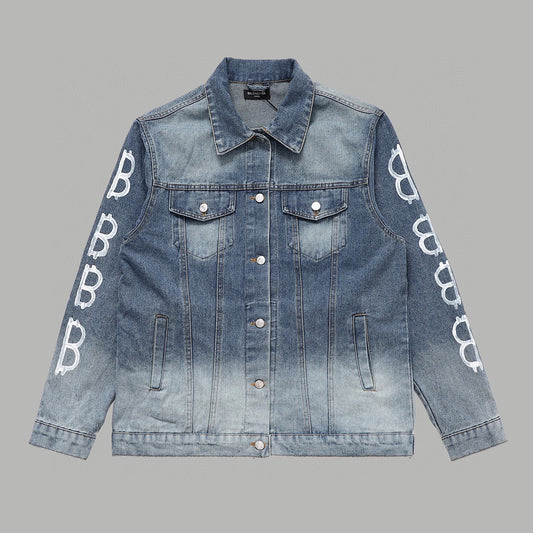 Veste en jean avec logo lettrage au dos