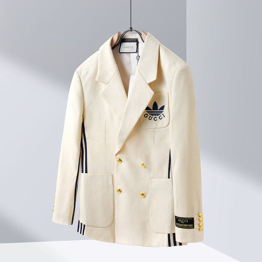 Co-branded logo jacquard blazer