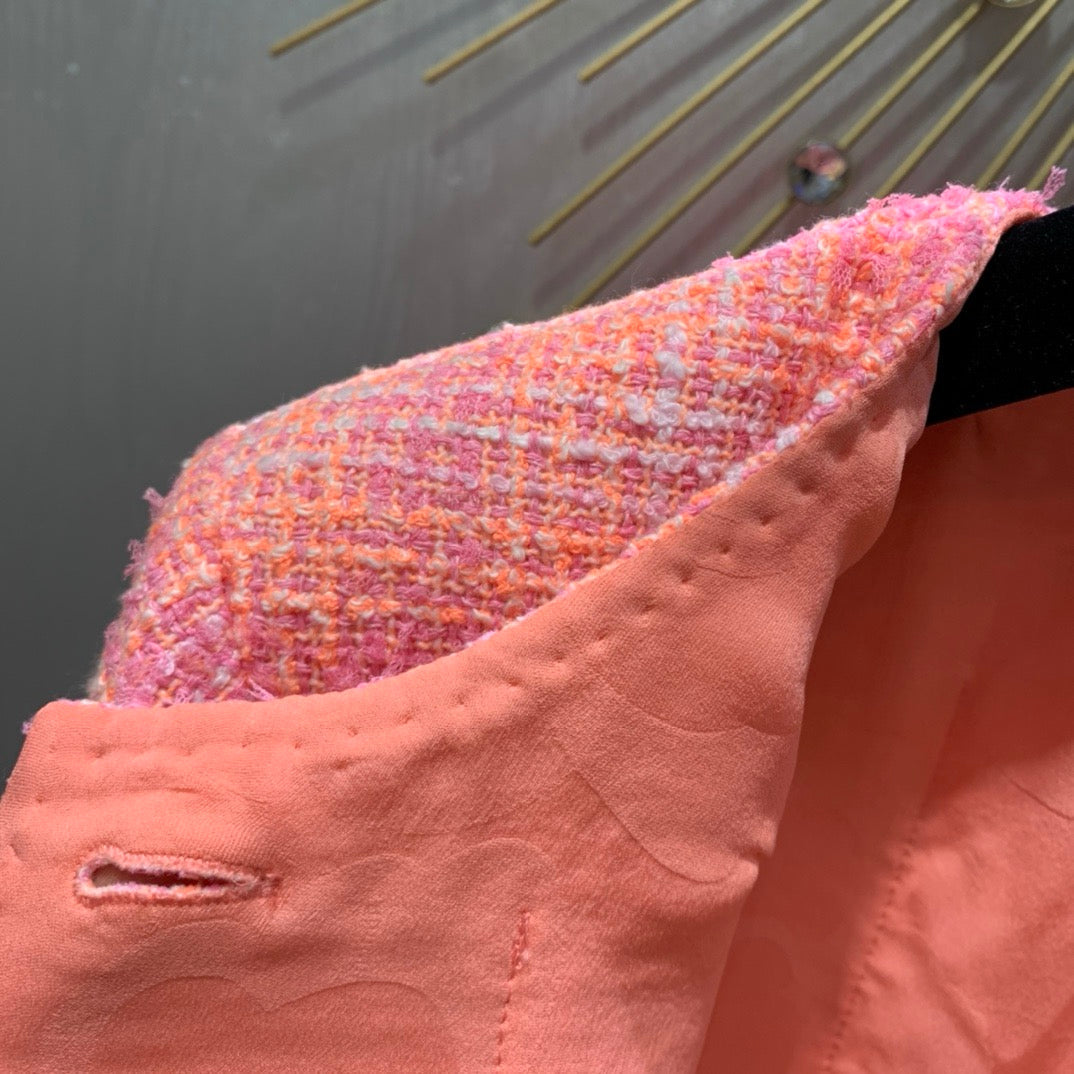 Veste à carreaux rouge pastèque