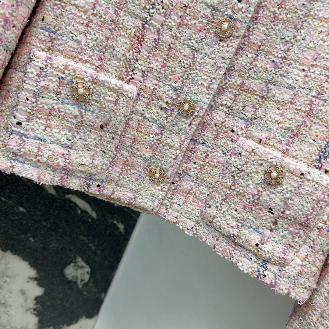 Rosa gestreifte Kontrastjacke