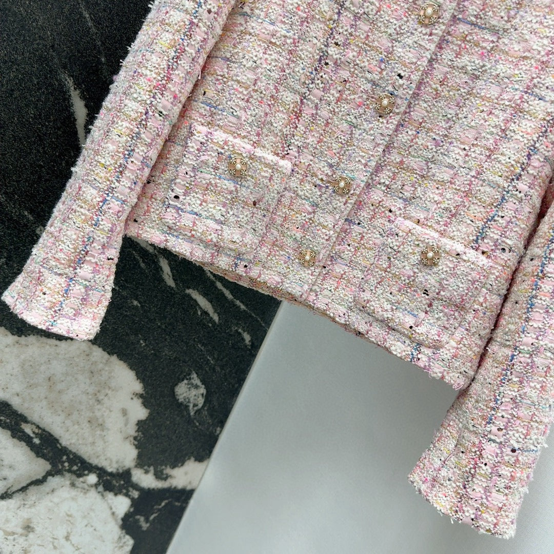 Rosa gestreifte Kontrastjacke