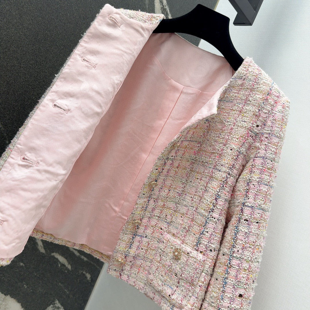 Rosa gestreifte Kontrastjacke